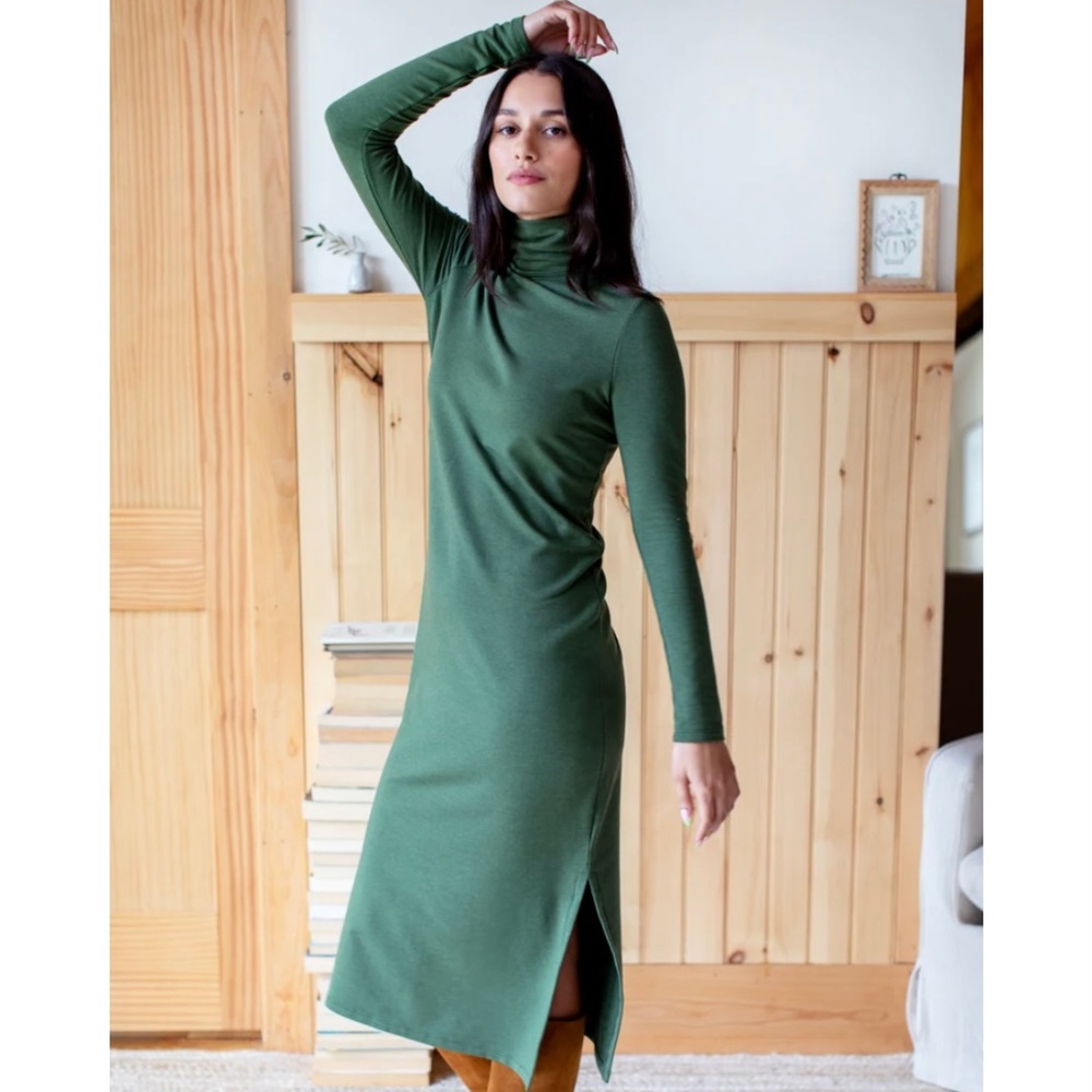 Emerson Fry Turtleneck Dress - Organic Moss Terry